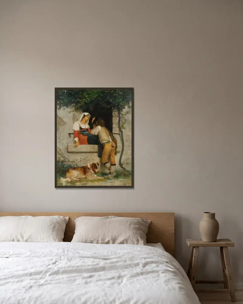 Italienische Liebende von William Bouguereau gerahmt an einer Wand