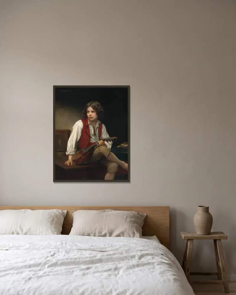 Italien à la mandoline av William Bouguereau inramad på en vägg