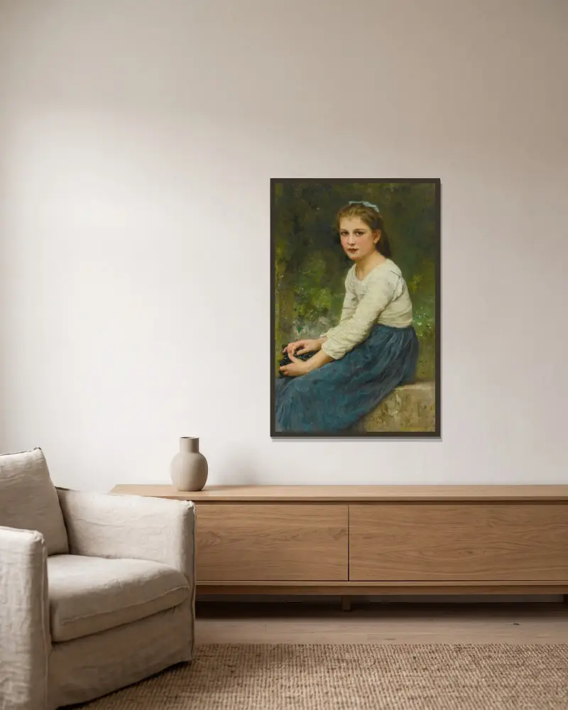 Ung flicka med druvor av William Bouguereau inramad på en vägg
