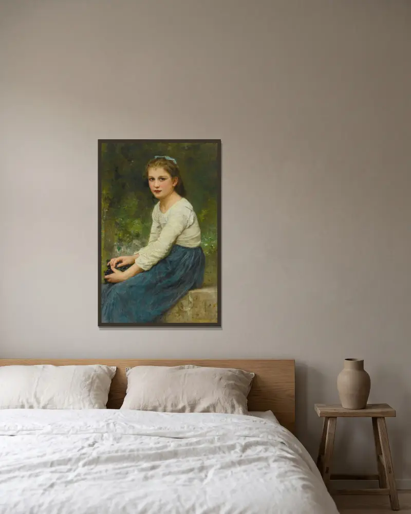 Ung flicka med druvor av William Bouguereau inramad på en vägg