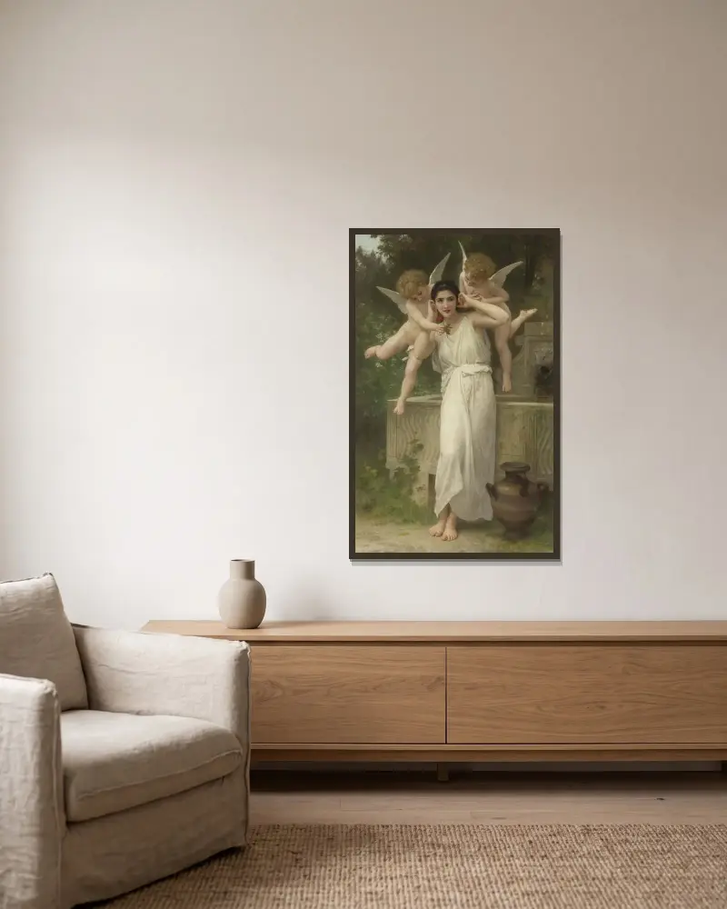 Ungdom av William Bouguereau inramad på en vägg