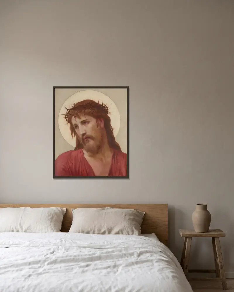 Törnekronan av William Bouguereau inramad på en vägg