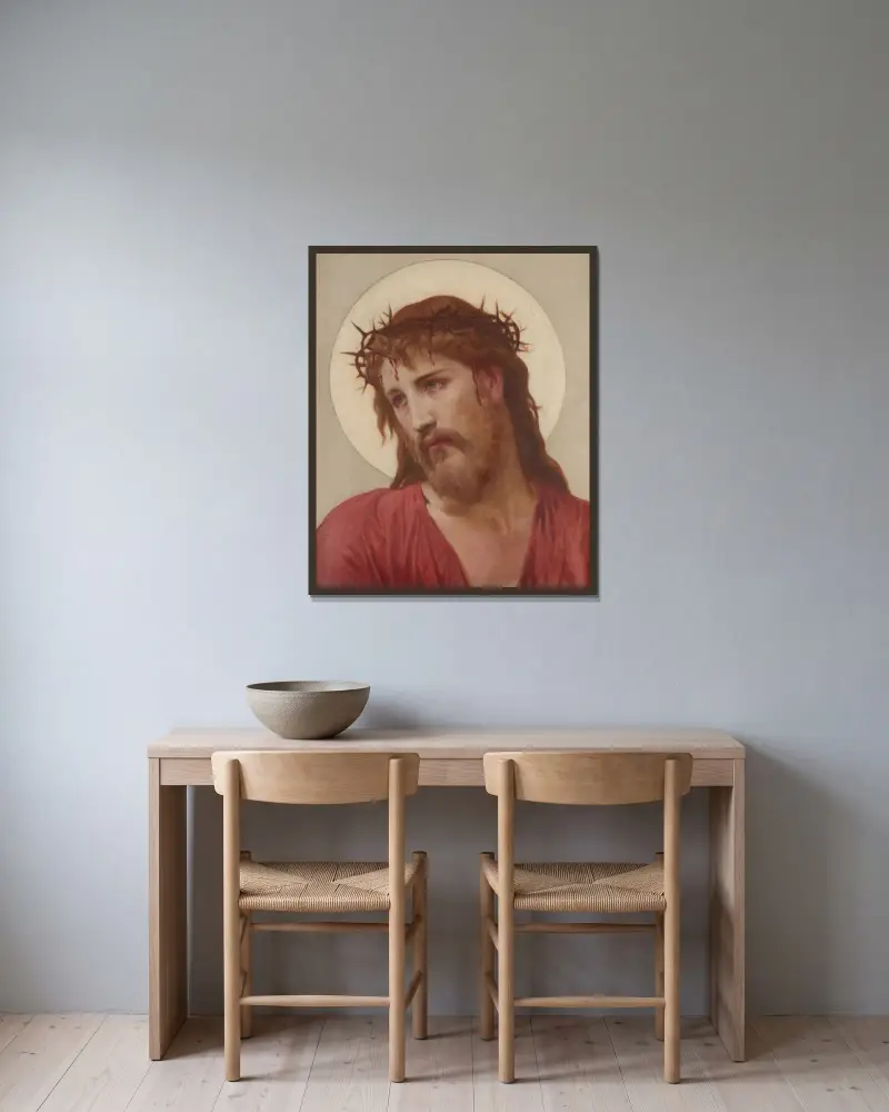 Törnekronan av William Bouguereau inramad på en vägg