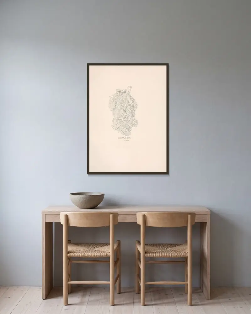 Dans och musik av William Bouguereau inramad på en vägg
