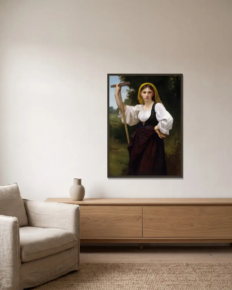 La faneuse av William Bouguereau inramad på en vägg