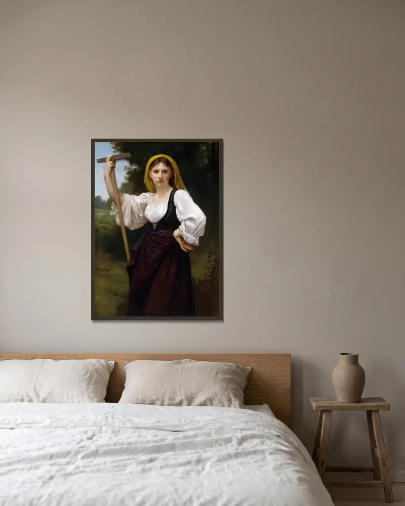 La faneuse av William Bouguereau inramad på en vägg