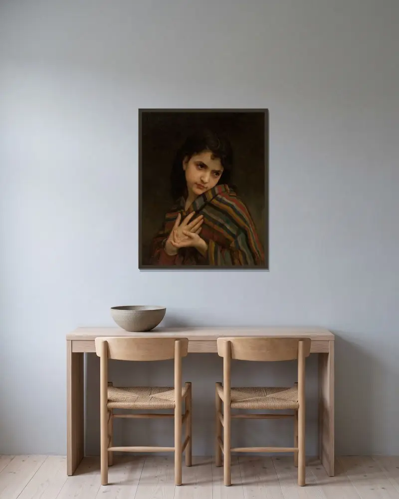 Fryser av William Bouguereau inramad på en vägg