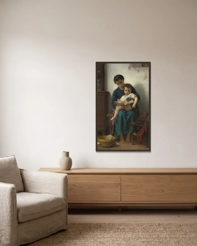 Storasyster av William Bouguereau inramad på en vägg