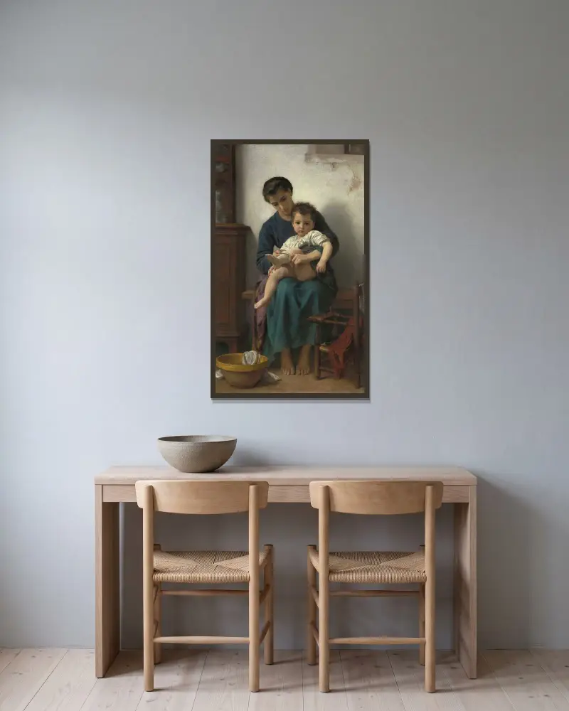 Storasyster av William Bouguereau inramad på en vägg