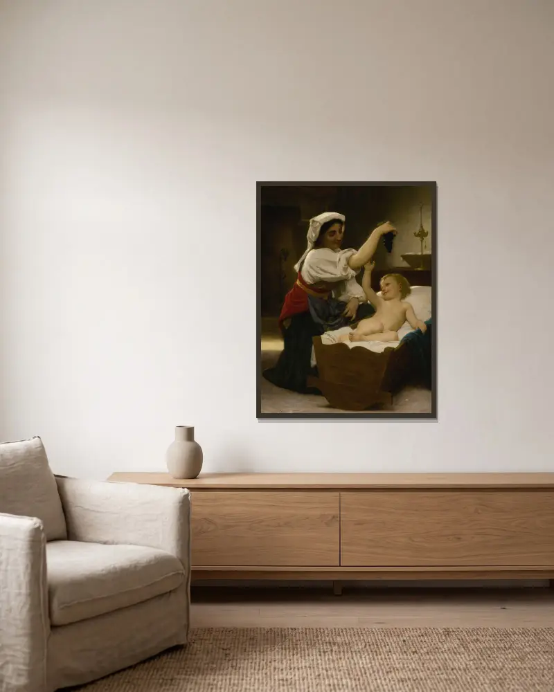 Die Weintraube von William Bouguereau gerahmt an einer Wand