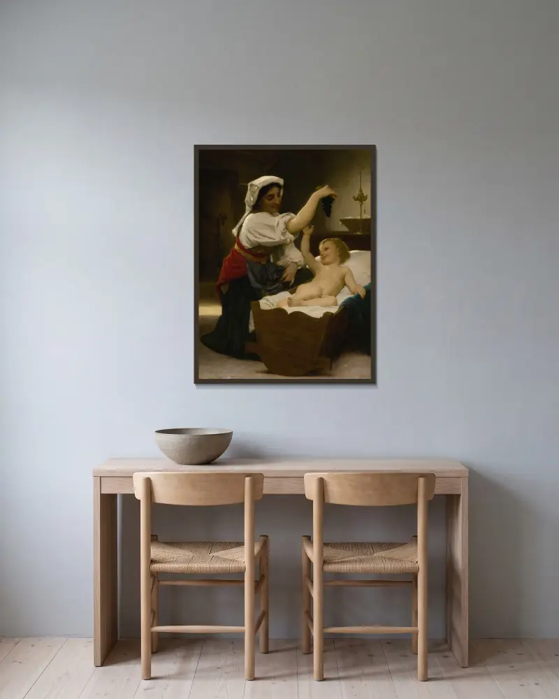 Die Weintraube von William Bouguereau gerahmt an einer Wand