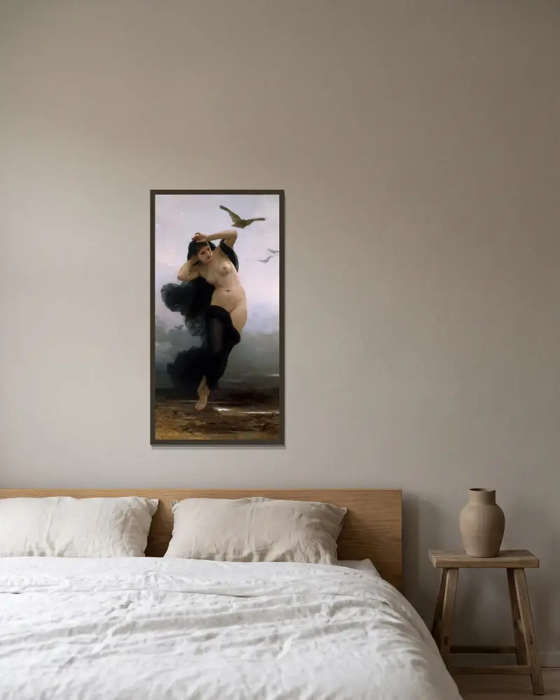 Natten av William Bouguereau inramad på en vägg