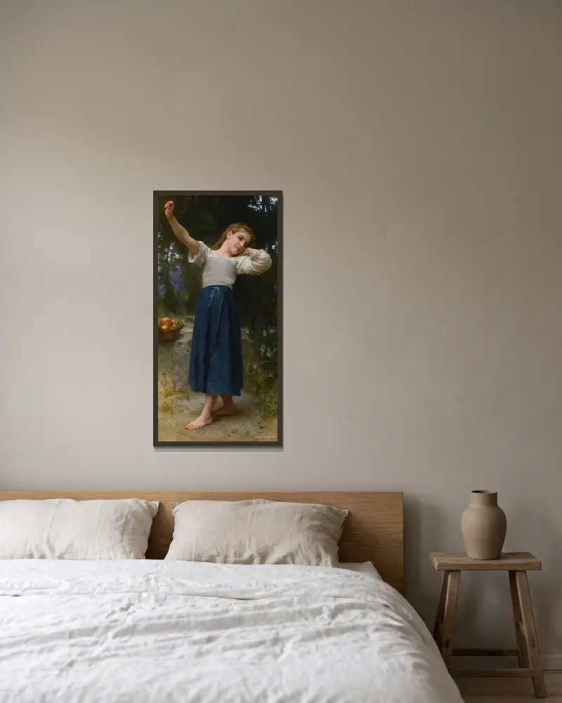 Den latmasken av William Bouguereau inramad på en vägg