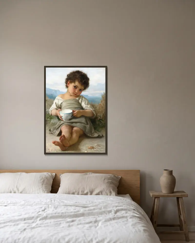 Mjölkkoppen av William Bouguereau inramad på en vägg