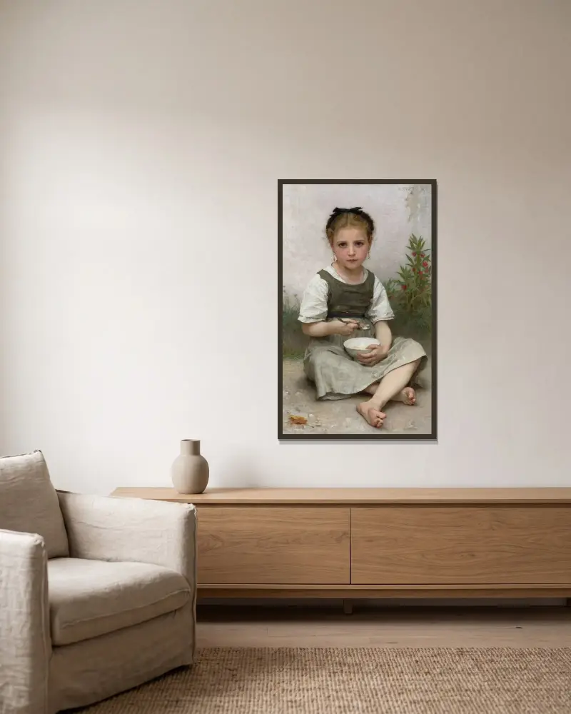 Frukosten av William Bouguereau inramad på en vägg