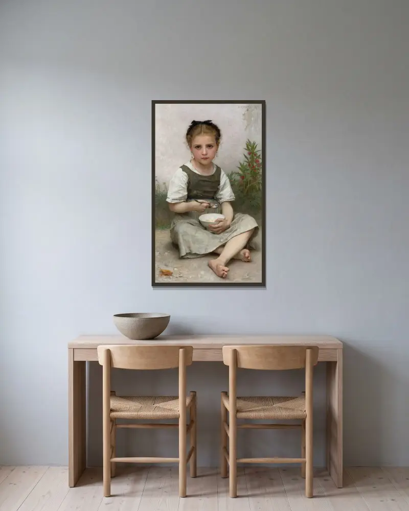 Frukosten av William Bouguereau inramad på en vägg
