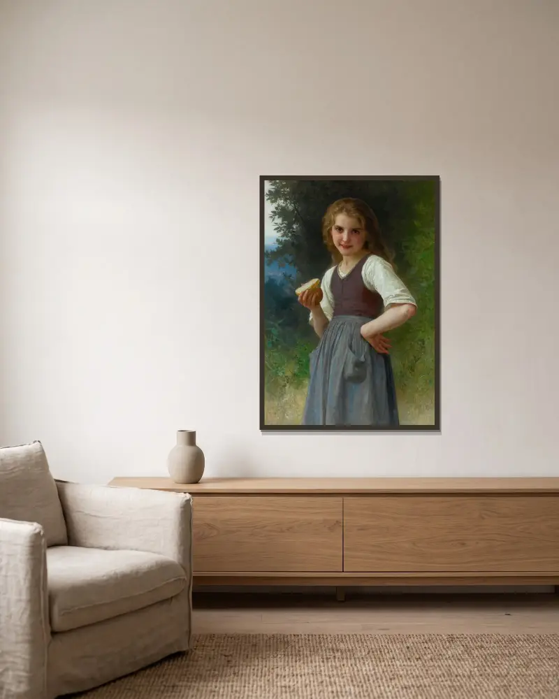 Mellanmål på fältet av William Bouguereau inramad på en vägg