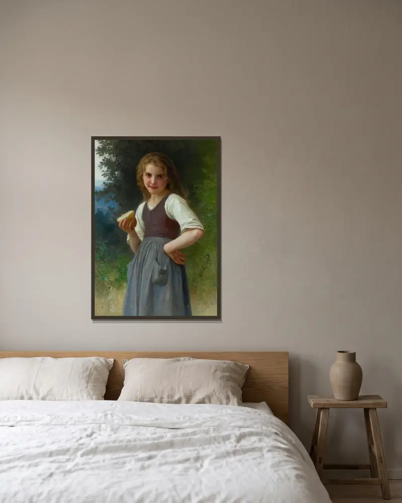 Mellanmål på fältet av William Bouguereau inramad på en vägg
