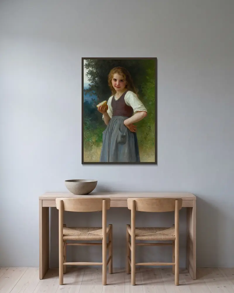 Mellanmål på fältet av William Bouguereau inramad på en vägg