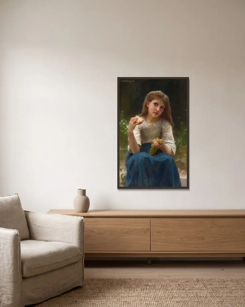 Le Goûter von William Bouguereau gerahmt an einer Wand