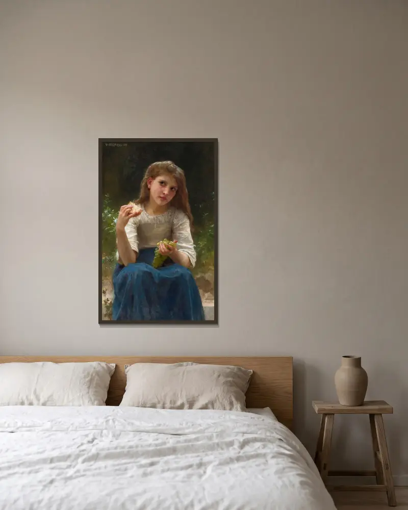 Le Goûter von William Bouguereau gerahmt an einer Wand
