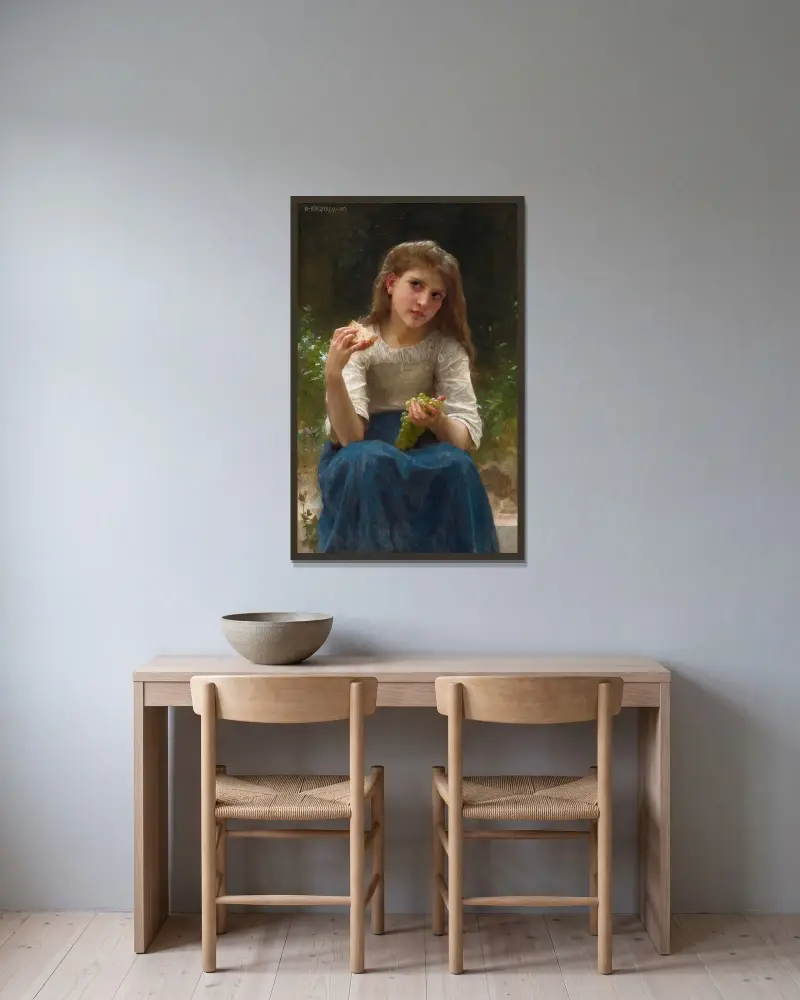 Le Goûter von William Bouguereau gerahmt an einer Wand