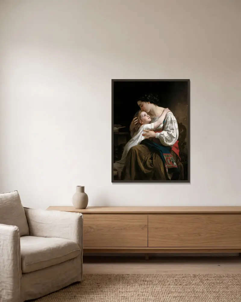 Vstávání, William Bouguereau v rámu na stěně