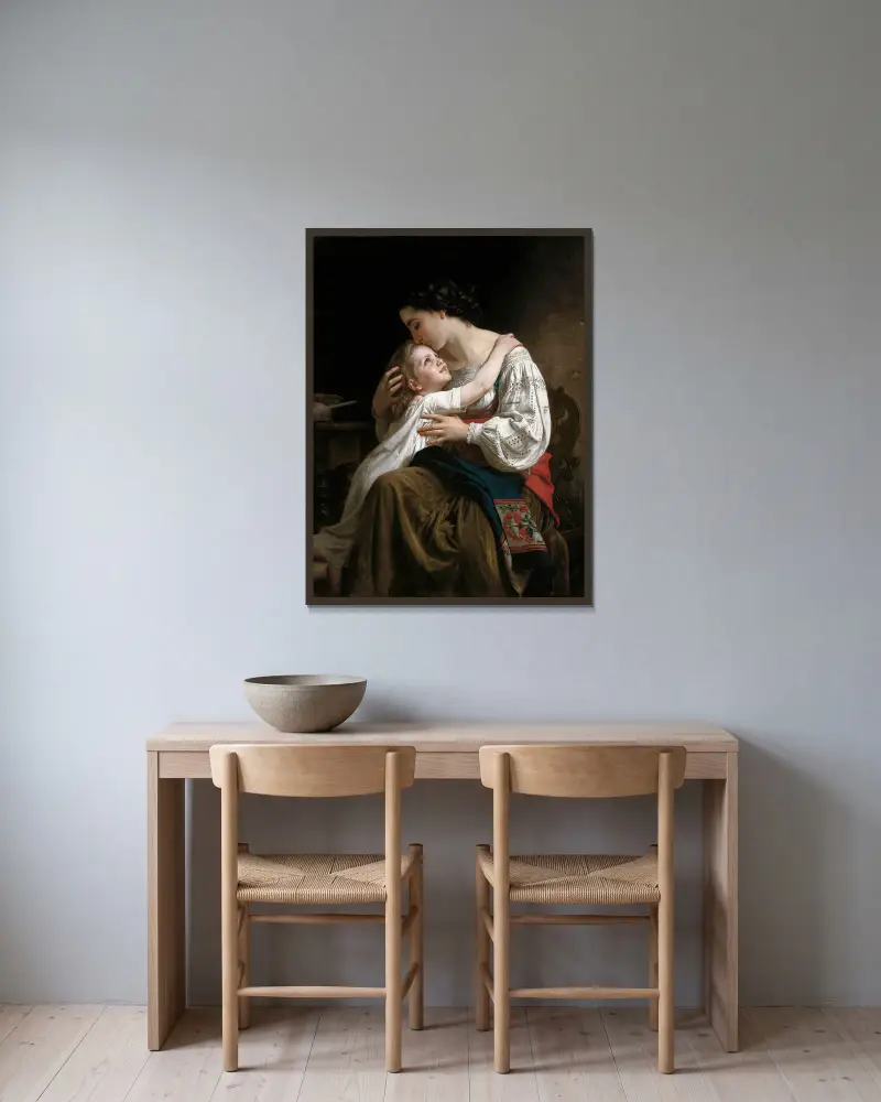 Vstávání, William Bouguereau v rámu na stěně