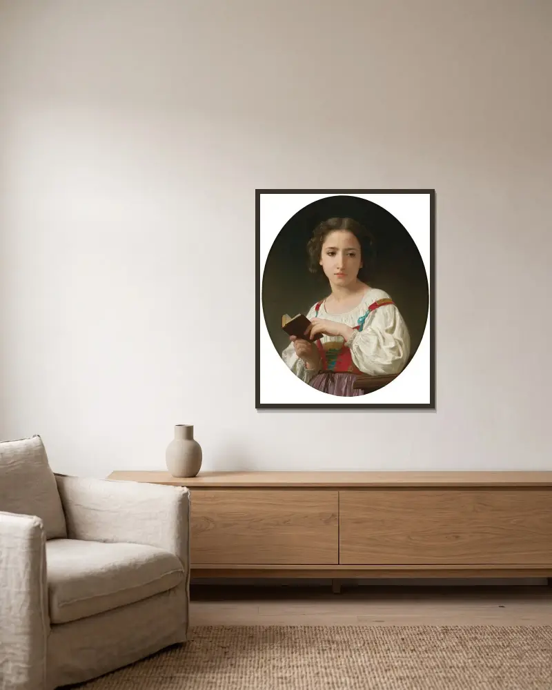Bönboken av William Bouguereau inramad på en vägg