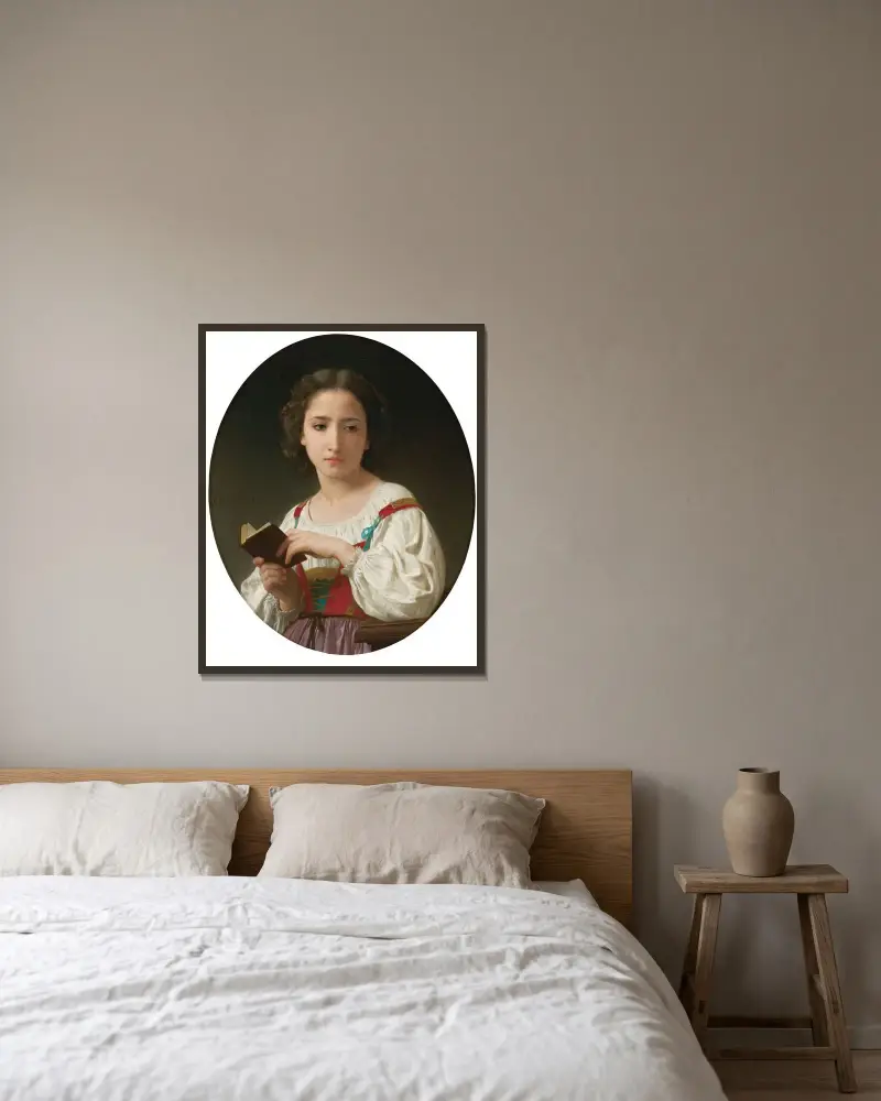 Bönboken av William Bouguereau inramad på en vägg