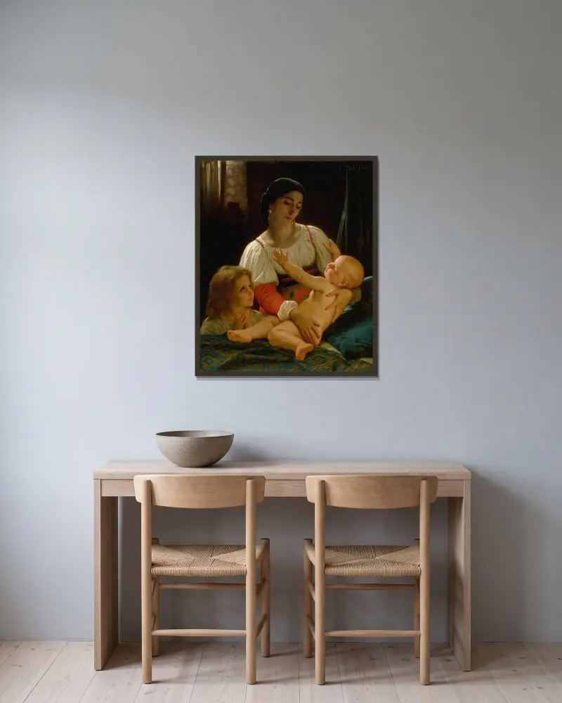 Le Réveil, William Bouguereau w ramie na ścianie