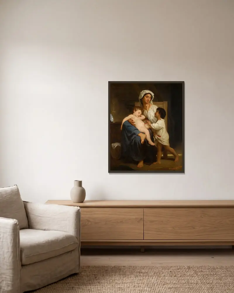 Sömnen av William Bouguereau inramad på en vägg