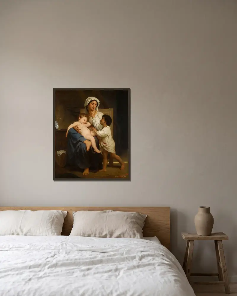 Sömnen av William Bouguereau inramad på en vägg