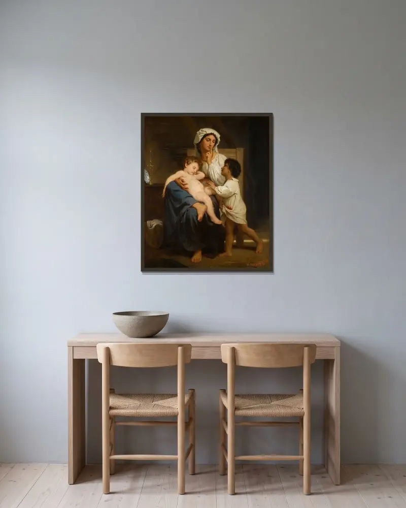 Sömnen av William Bouguereau inramad på en vägg
