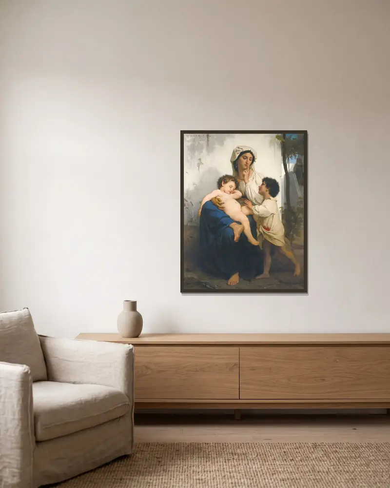 Sömnen av William Bouguereau inramad på en vägg
