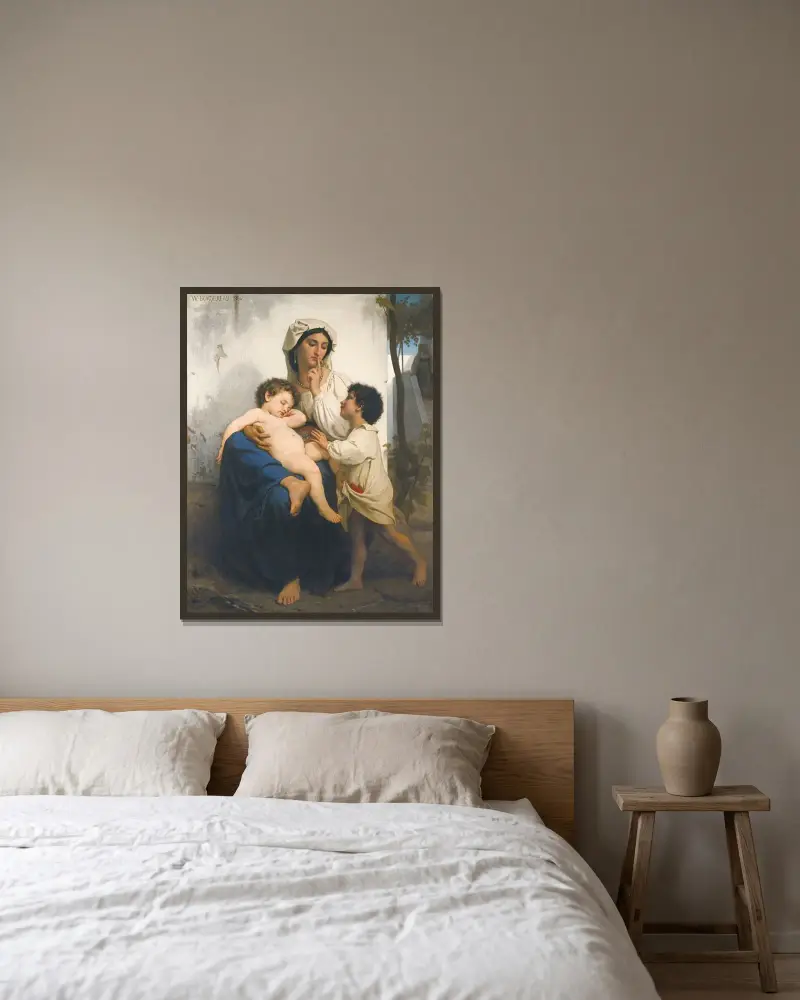 Sömnen av William Bouguereau inramad på en vägg