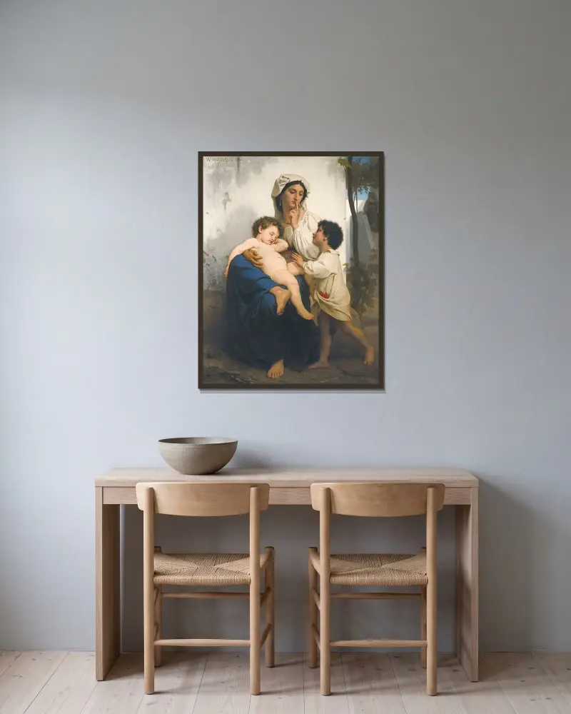 Sömnen av William Bouguereau inramad på en vägg