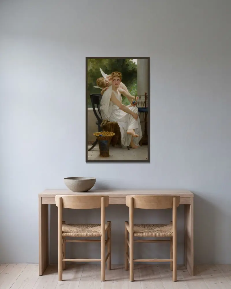 Le travail interrompu, William Bouguereau w ramie na ścianie