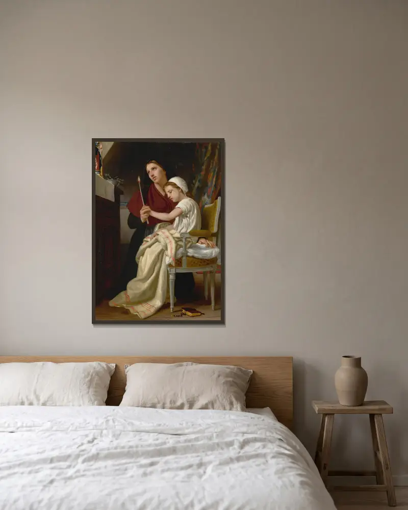 Le Vœu, William Bouguereau v rámu na stěně