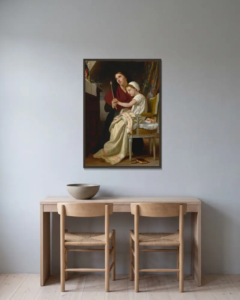 Le Vœu, William Bouguereau v rámu na stěně
