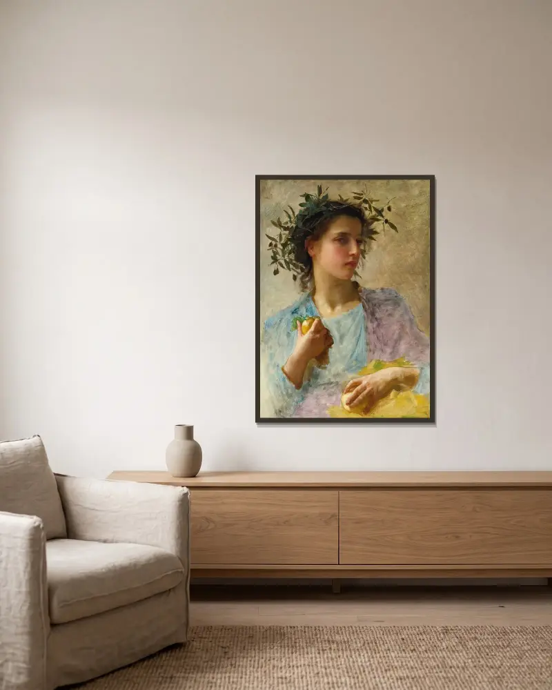 Sommaren av William Bouguereau inramad på en vägg