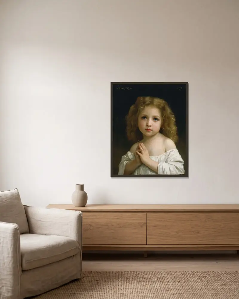 Little Girl av William Bouguereau inramad på en vägg