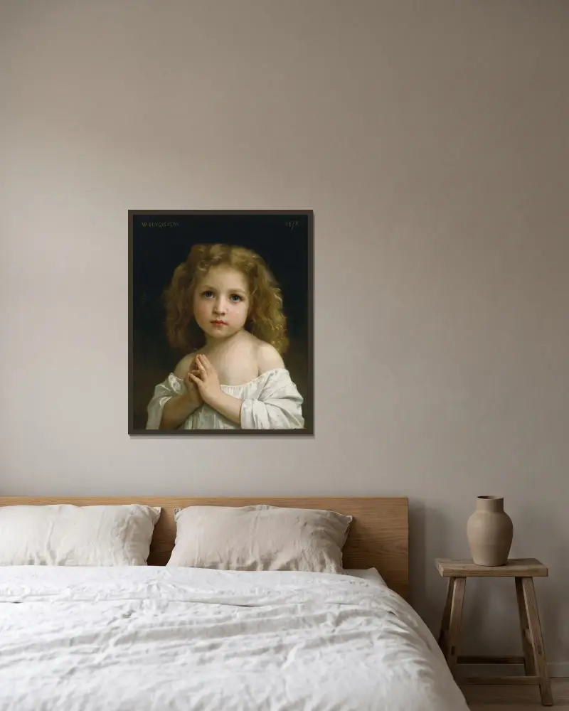 Little Girl av William Bouguereau inramad på en vägg