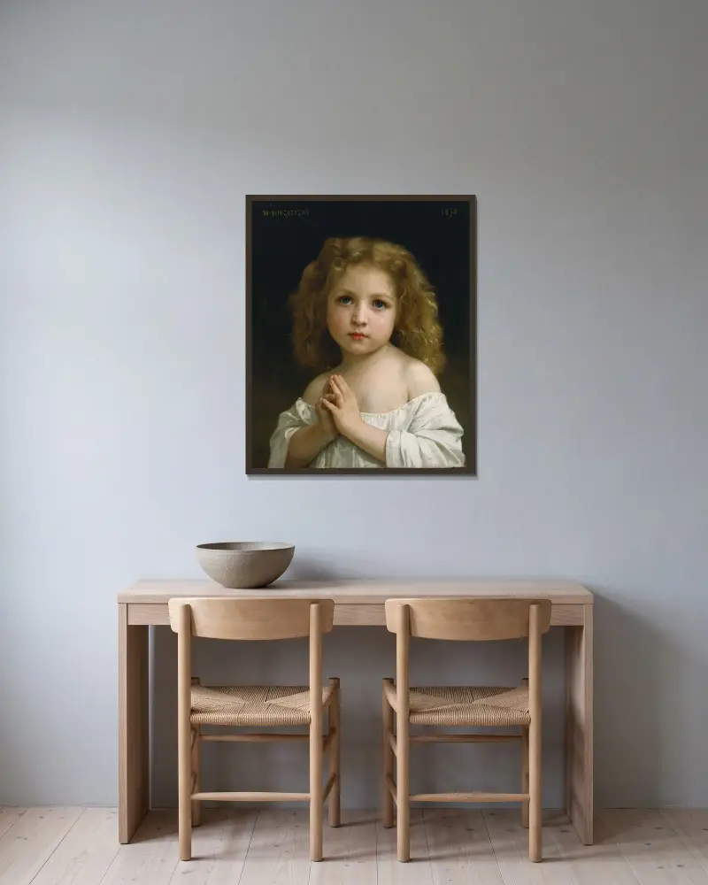 Little Girl av William Bouguereau inramad på en vägg