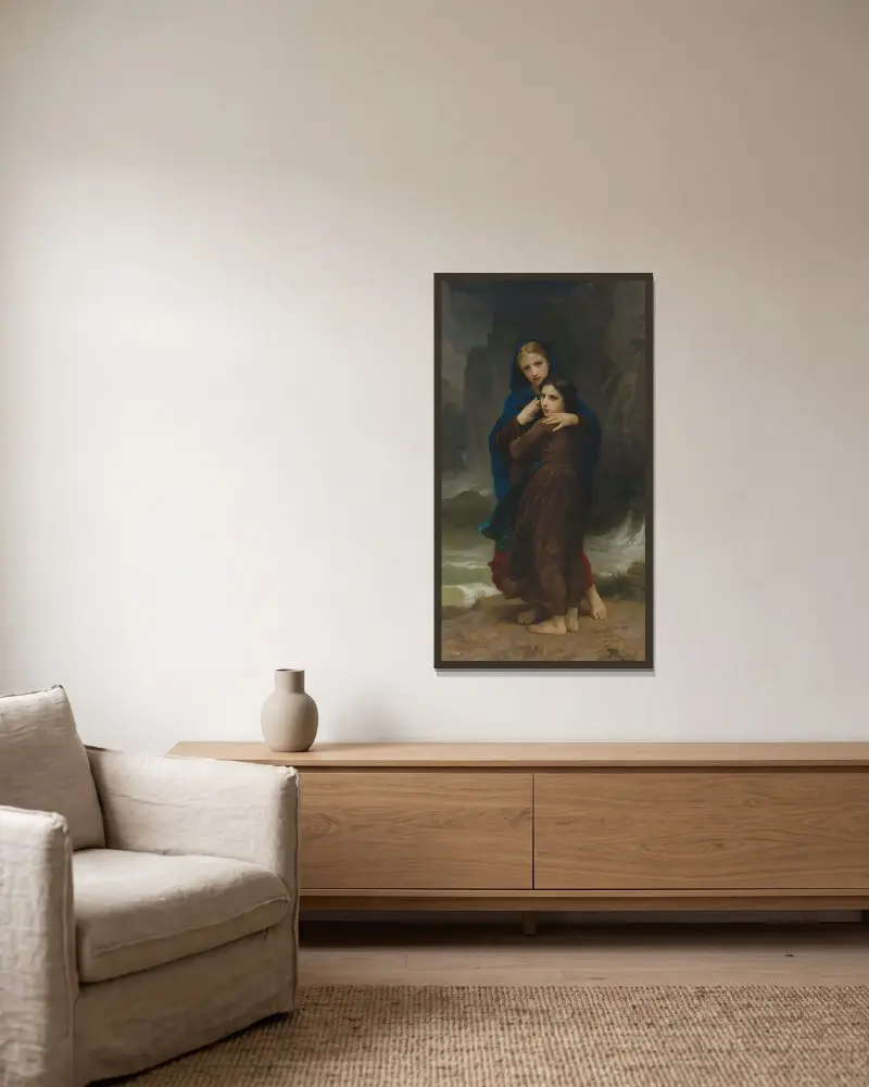 Ovädret av William Bouguereau inramad på en vägg