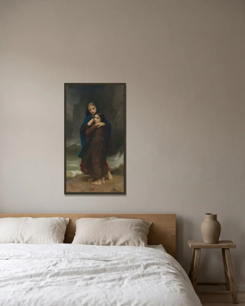 Ovädret av William Bouguereau inramad på en vägg
