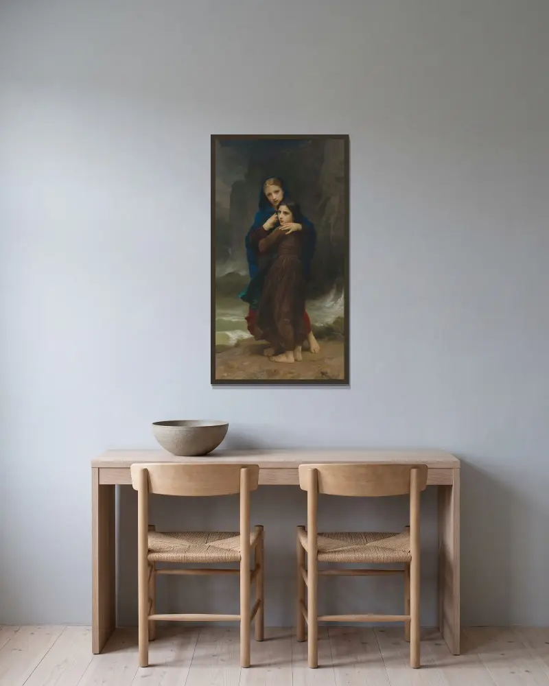Ovädret av William Bouguereau inramad på en vägg