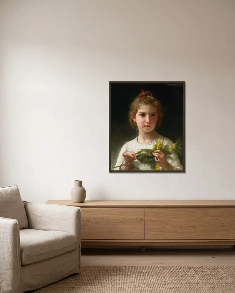 Mimosa, William Bouguereau w ramie na ścianie