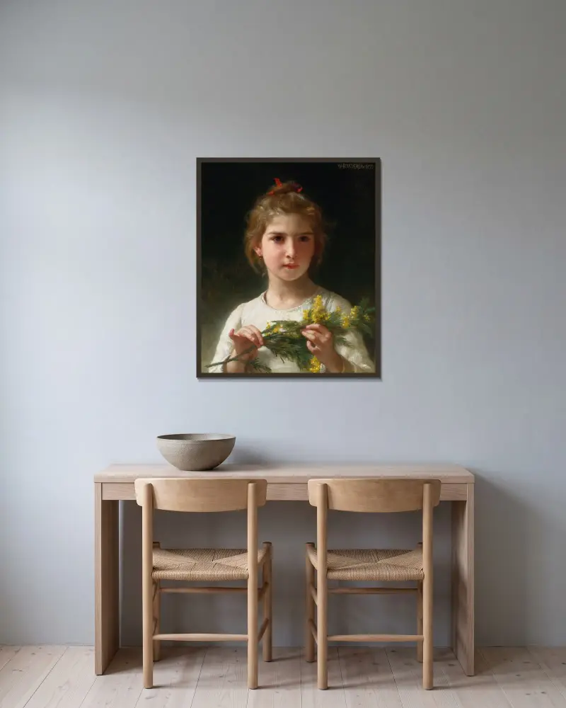 Mimosa, William Bouguereau w ramie na ścianie