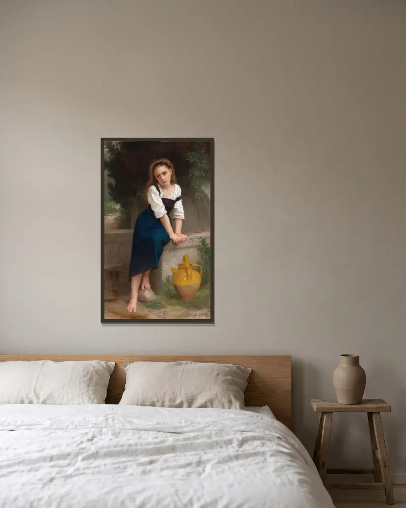 Föräldralös vid fontänen av William Bouguereau inramad på en vägg
